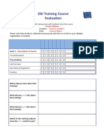 EGI Training Course Evaluation Form