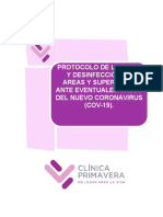 Protocolo de Limpieza y Desinfección de Areas y Superficies Ante Eventuales Casos Del Nuevo Coronavirus (Cov-2019) .