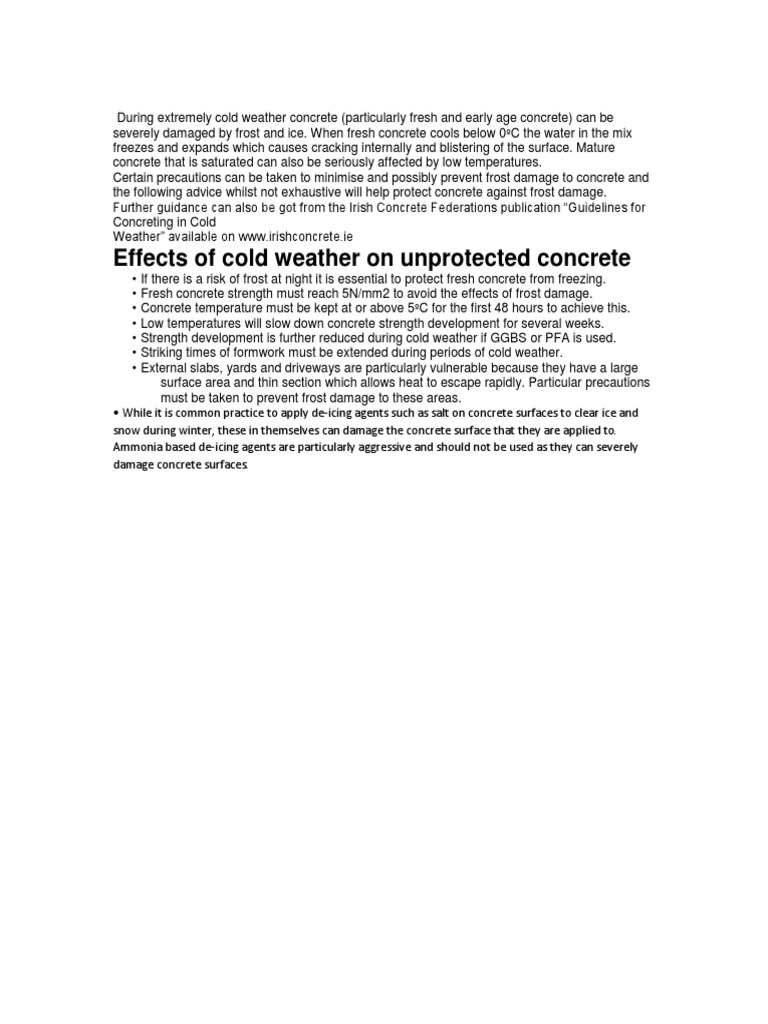 During Extremely Cold Weather Concrete | PDF | Home & Garden