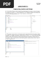 Assignment 1 Engineering Analysis and Design: Lavish Bagga 18105128