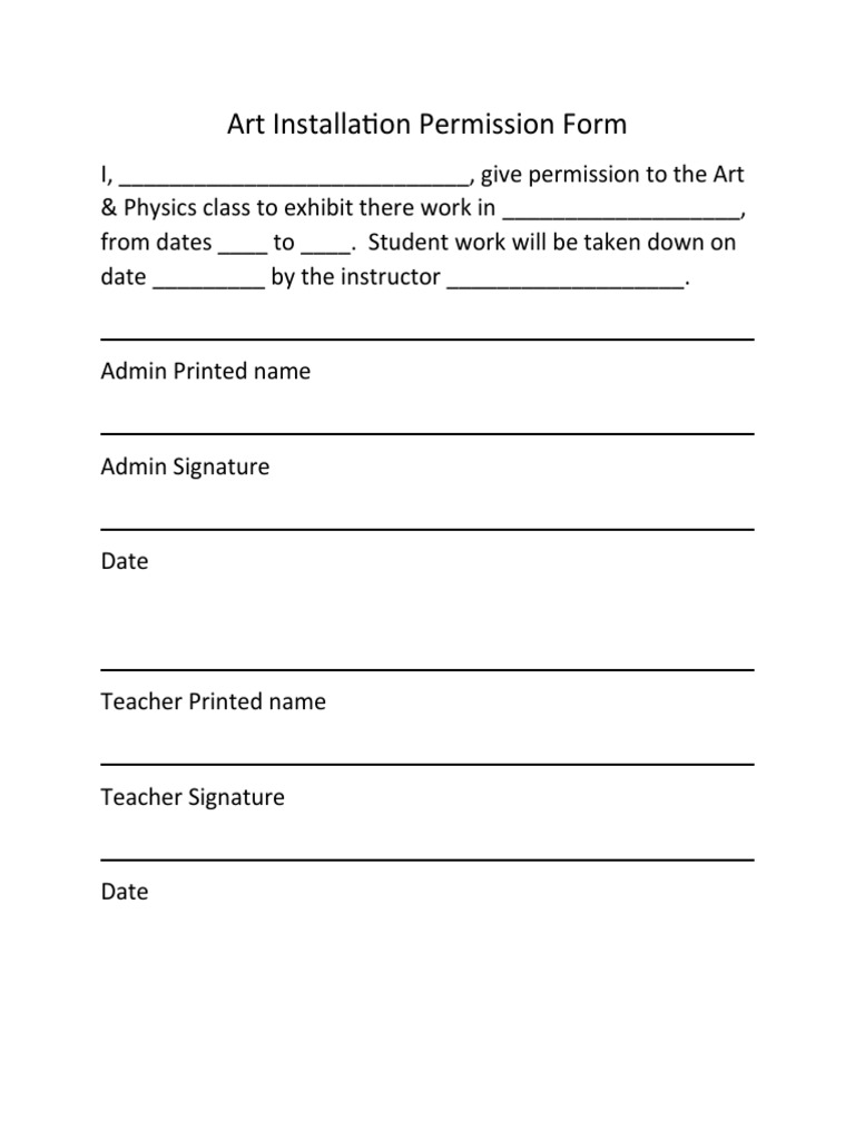 Art Installation Permission Form | PDF | Art