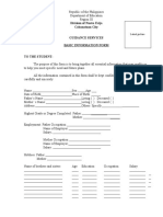 Division of Nueva Ecija Cabanatuan City Guidance Services Basic Information Form