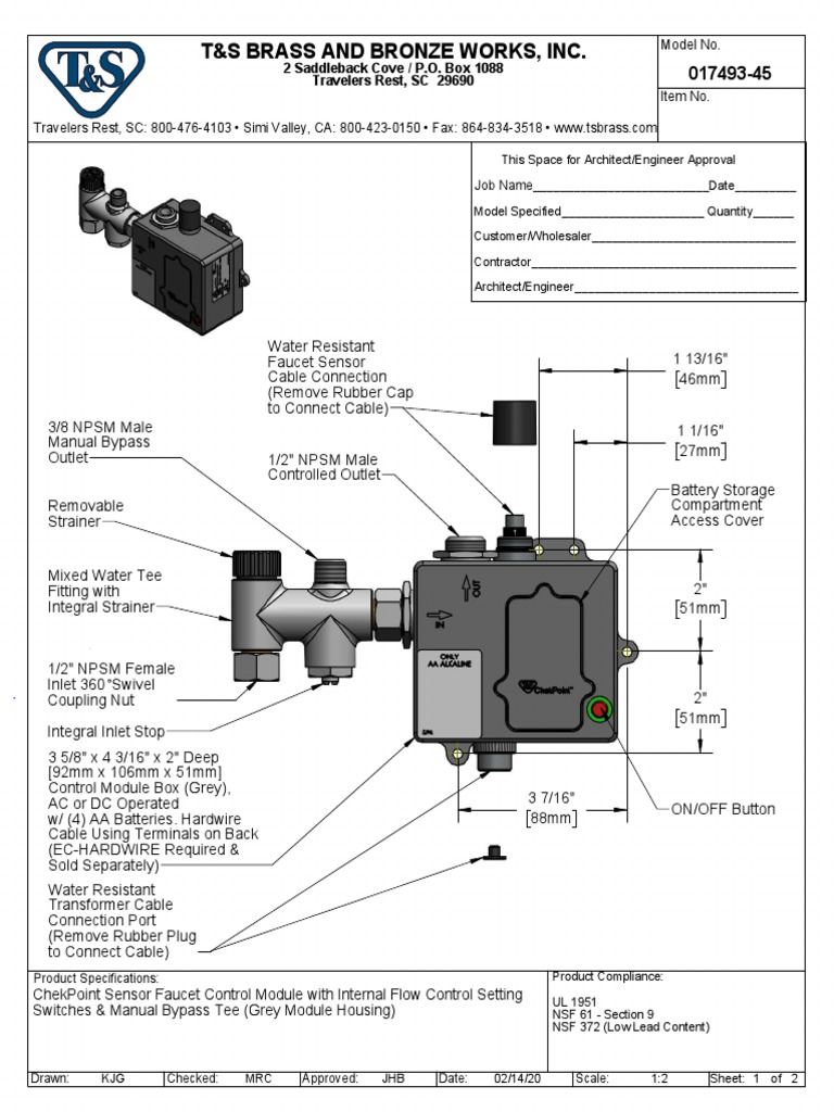 T&S Brass and Bronze Works, Inc. Travelers Rest, SC 29690 2 Saddleback Cove / P.O. Box 1088