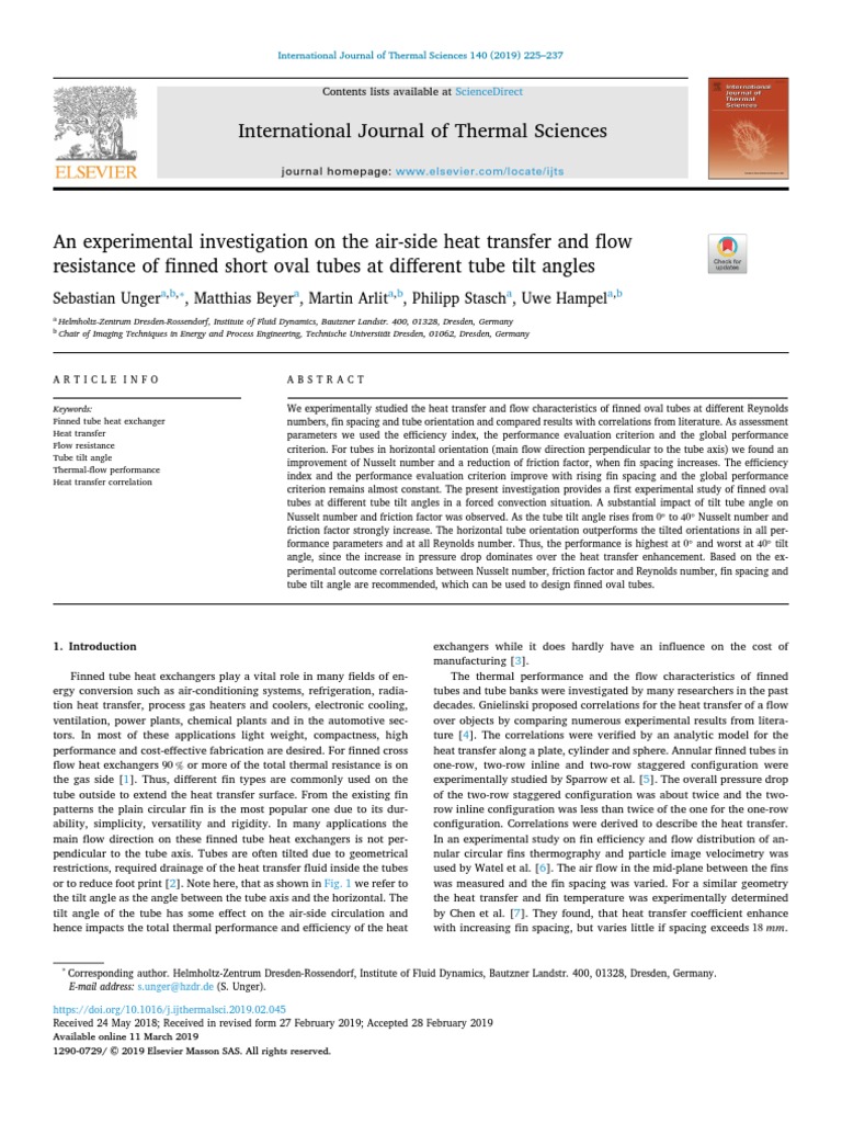 An Experimental Investigation On The Air-Side Heat Transfer and Flow ...