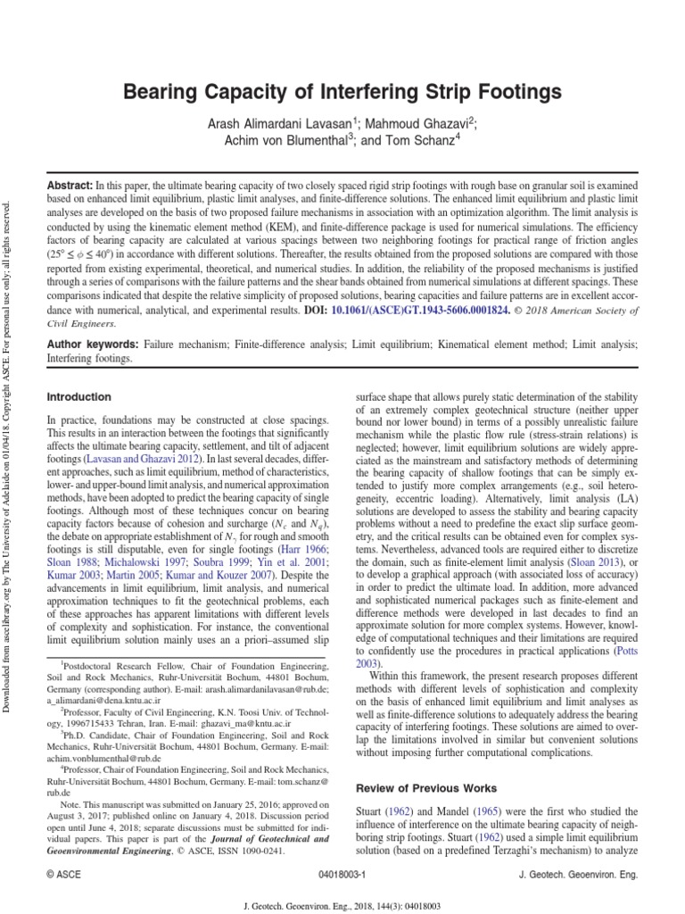 Bearing Capacity of Interfering Strip Footings | PDF | Geotechnical ...