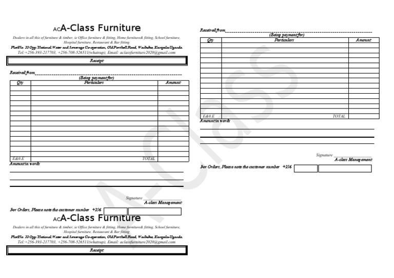 AClass Furniture Plot No. 22 Opp. National Water and Sewerage Co