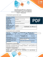 Guía de Actividades y Rúbrica Evaluación Fase 2 - Planeación