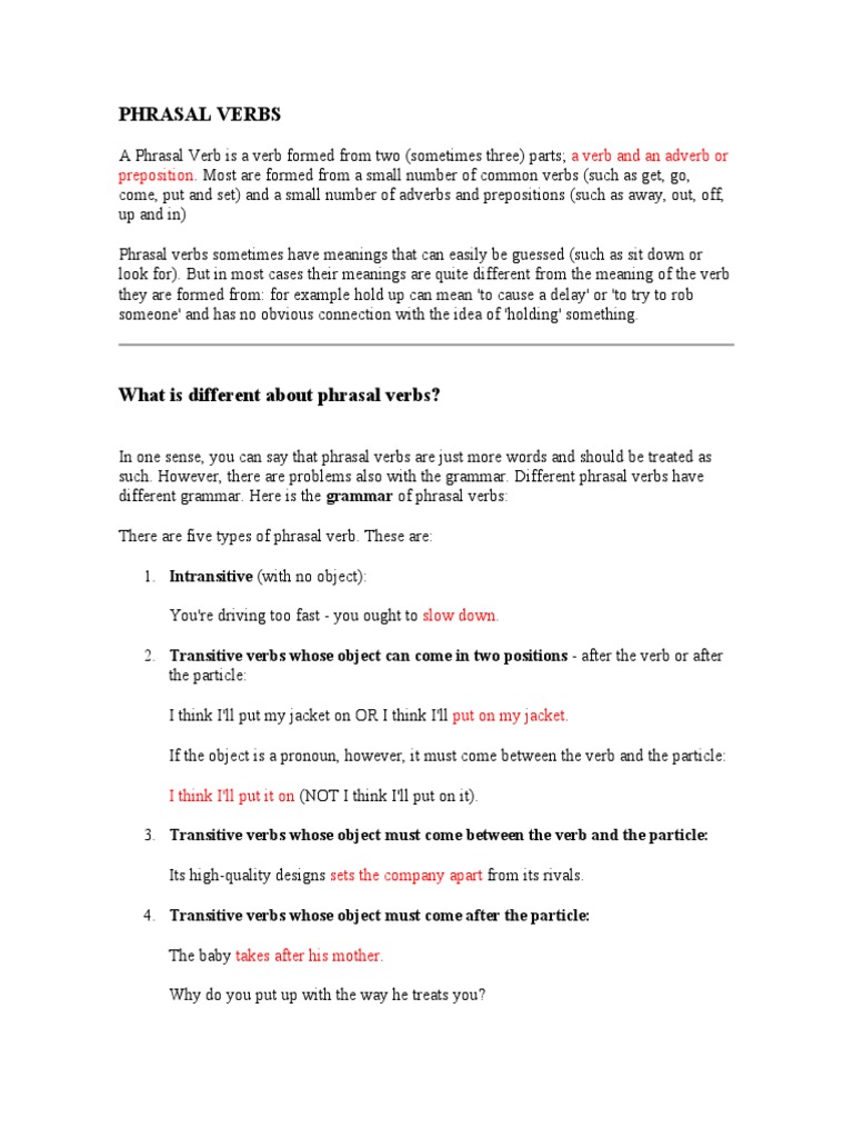 Understanding Phrasal Verbs and Grammar | PDF