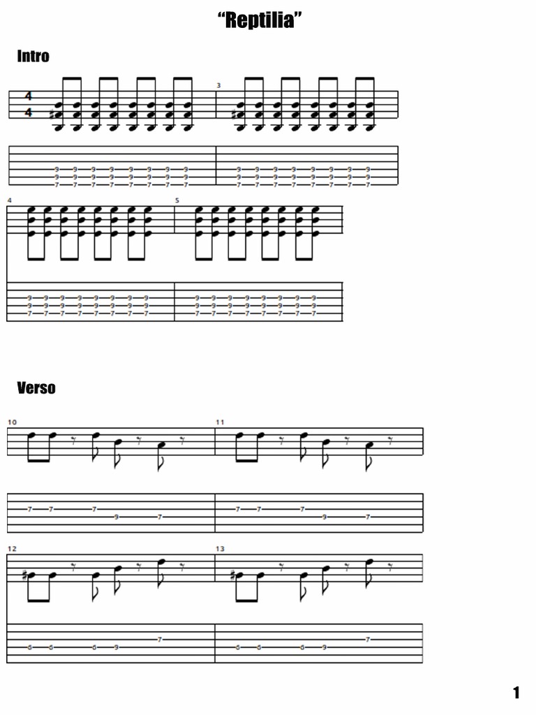 Reptilia (Tab Guitarra Parte 1) PDF