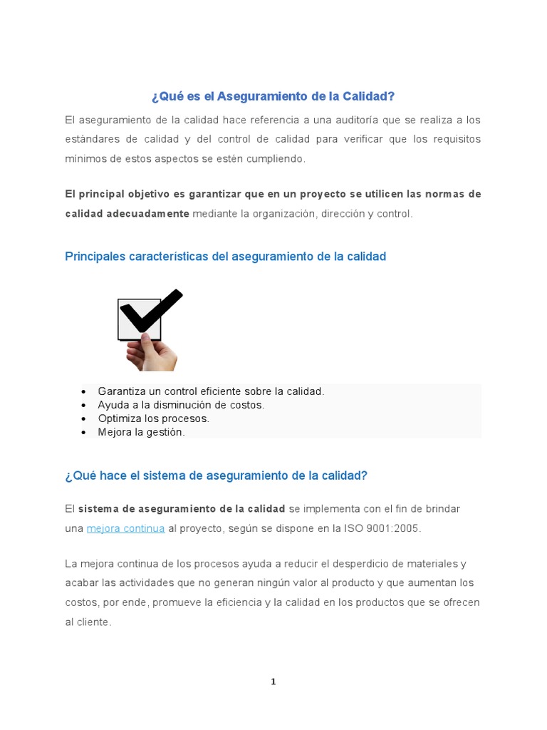 Aseguramiento de La Calidad | PDF | Calidad (comercial) | Business
