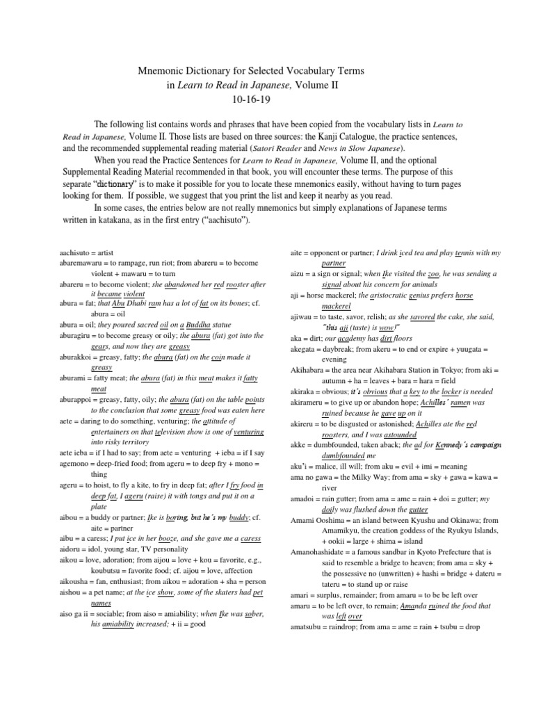Mnemonic Dictionary Pdf | Mnemonique Definition – PZWK