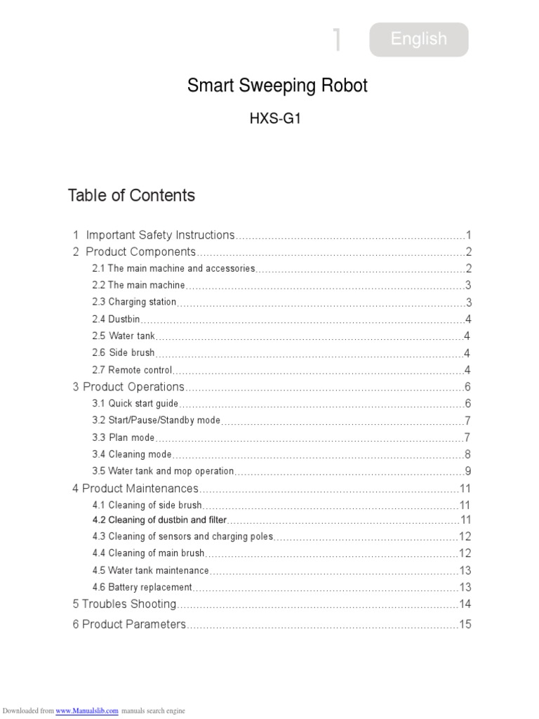 Smart Sweeping Robot HXSG1 Download Free PDF Radio Interference
