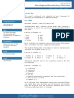 Greetings and Introductions Worksheet: Activity Type