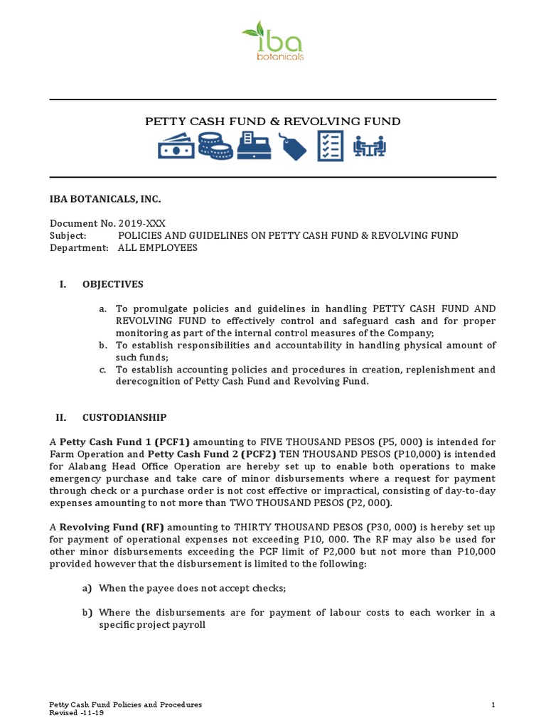 02 Policies On Petty Cash Fund and Liquidation | PDF | Cheque | Payments