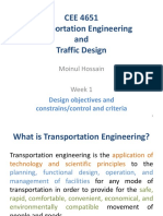 CEE 4651 Transportation Engineering and Traffic Design: Moinul Hossain Week 1