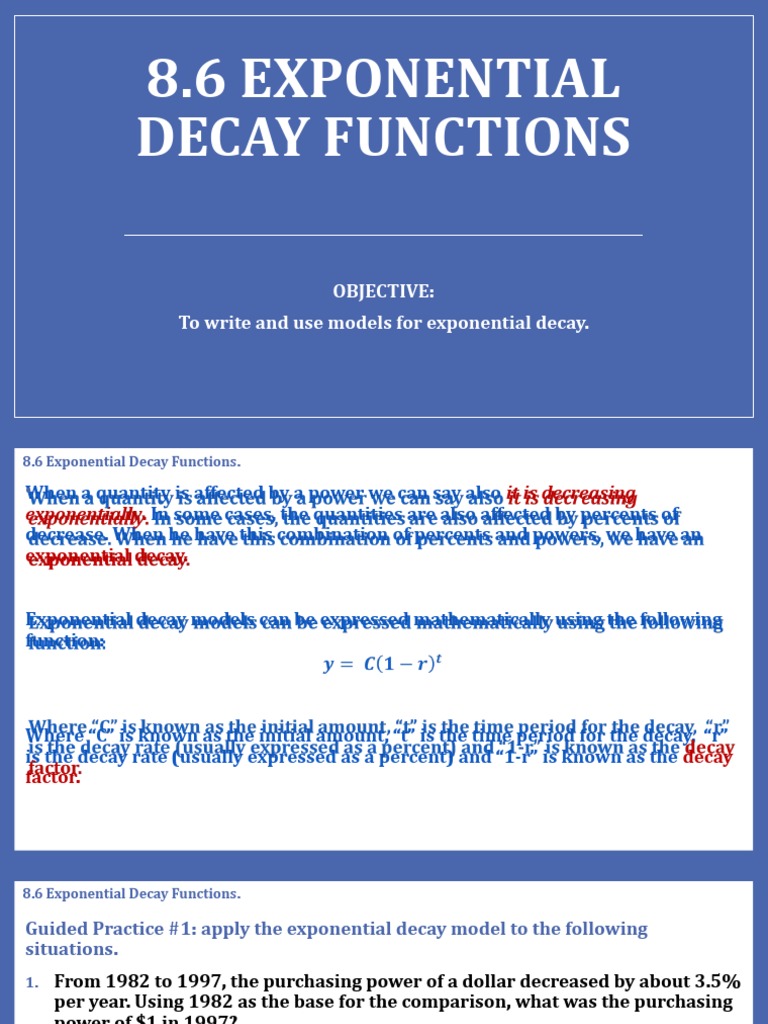 Exponential Decay Functions Explained | PDF