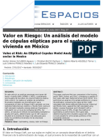 Valor en Riesgo: Un Análisis Del Modelo de Cópulas Elípticas para El Sector de Vivienda en México