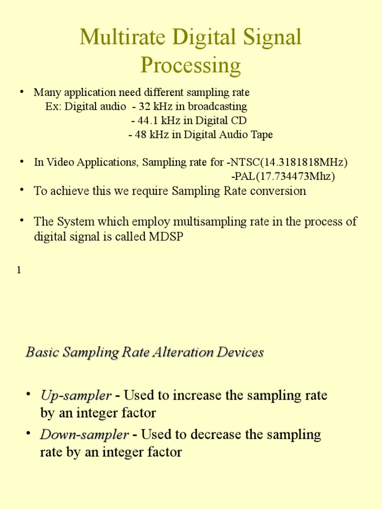 Multirate Digital Signal Processing PDF Sampling (Signal Processing
