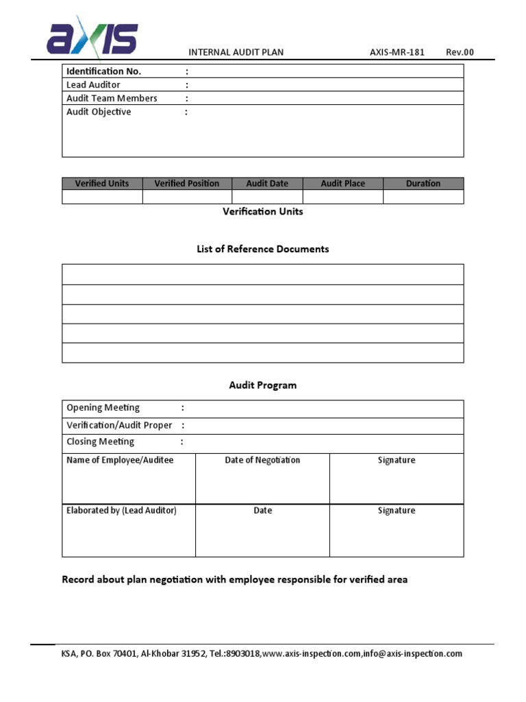 Internal Audit Plan Overview | PDF