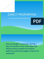 Direct Proportion: I Can Solve Word Problem Involving Direct Proportion