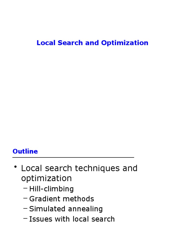 Local Search: Hill Climbing & Annealing | PDF | Genetic Algorithm ...