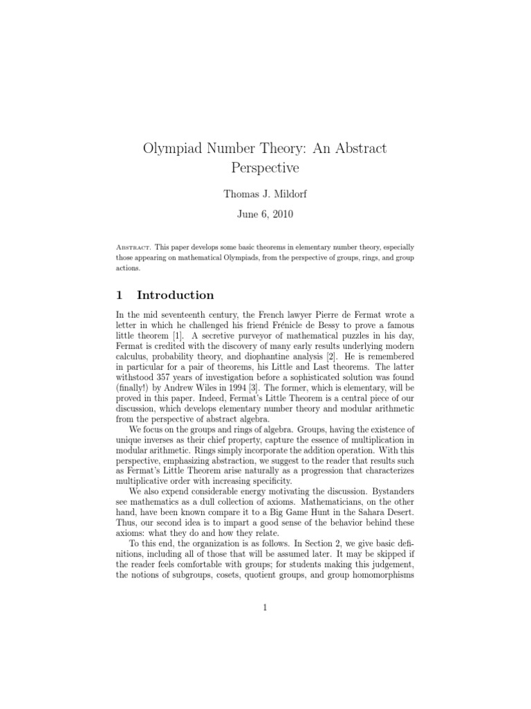 Olympiad Number Theory Insights | PDF