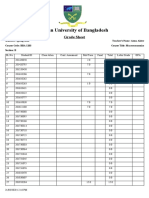 Asian University of Bangladesh: Grade Sheet
