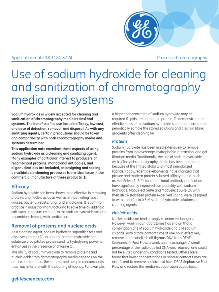 Use of Sodium Hydroxide For Cleaning and Sanitization of Chromatography
