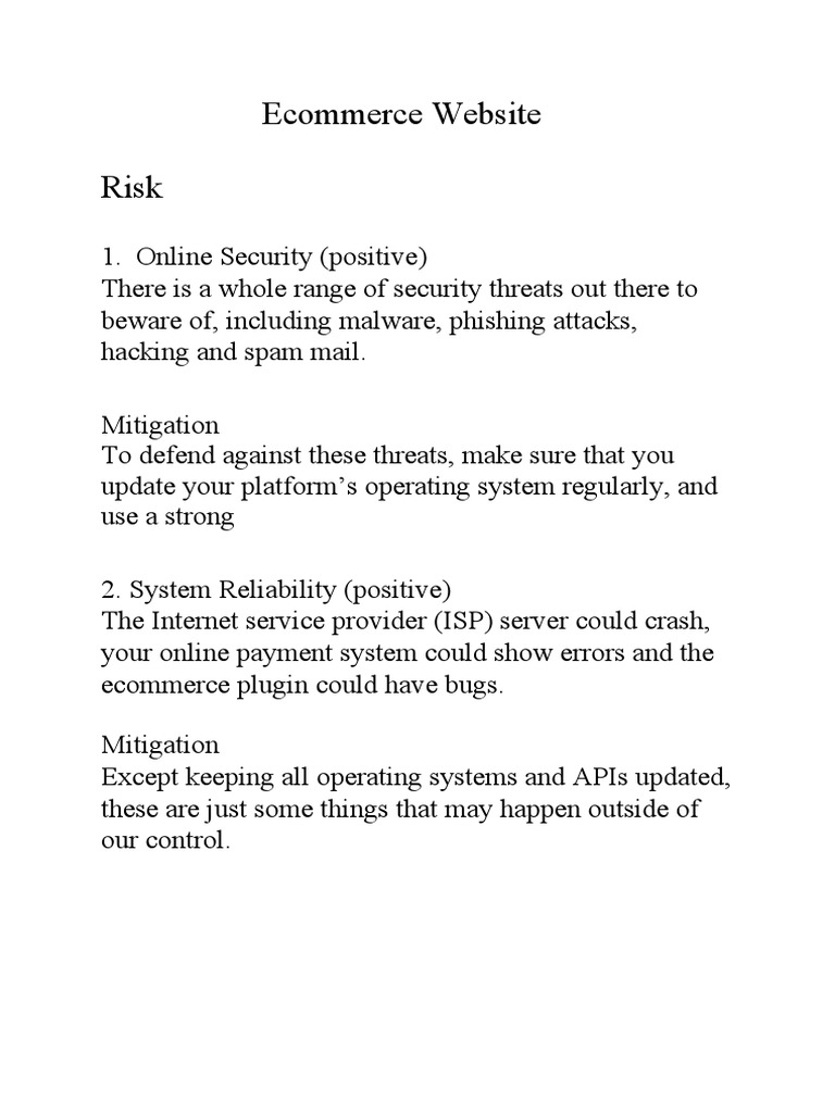 Ecommerce Website Risk | PDF | E Commerce | Information Technology