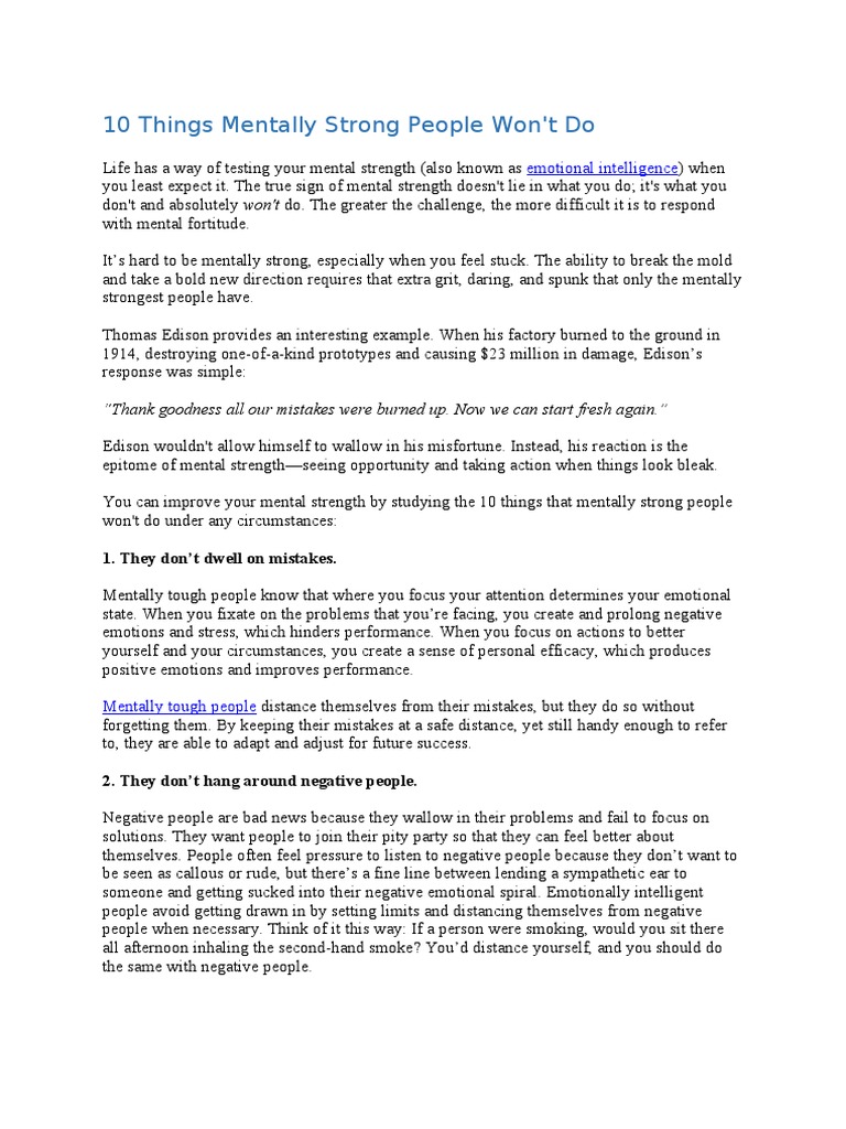 10 Habits of Mentally Strong People | PDF | Stress (Biology) | Feeling