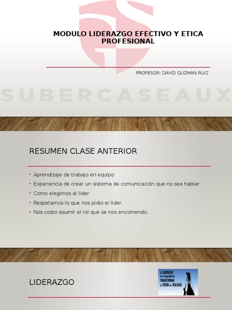 Liderazgo Efectivo y Ética Profesional | PDF | Liderazgo | Ciencias del ...