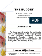 The Budget: Roberto A. Biato, Mpa Jail Chief Inspector Deputy Chief, FSO-NHQ
