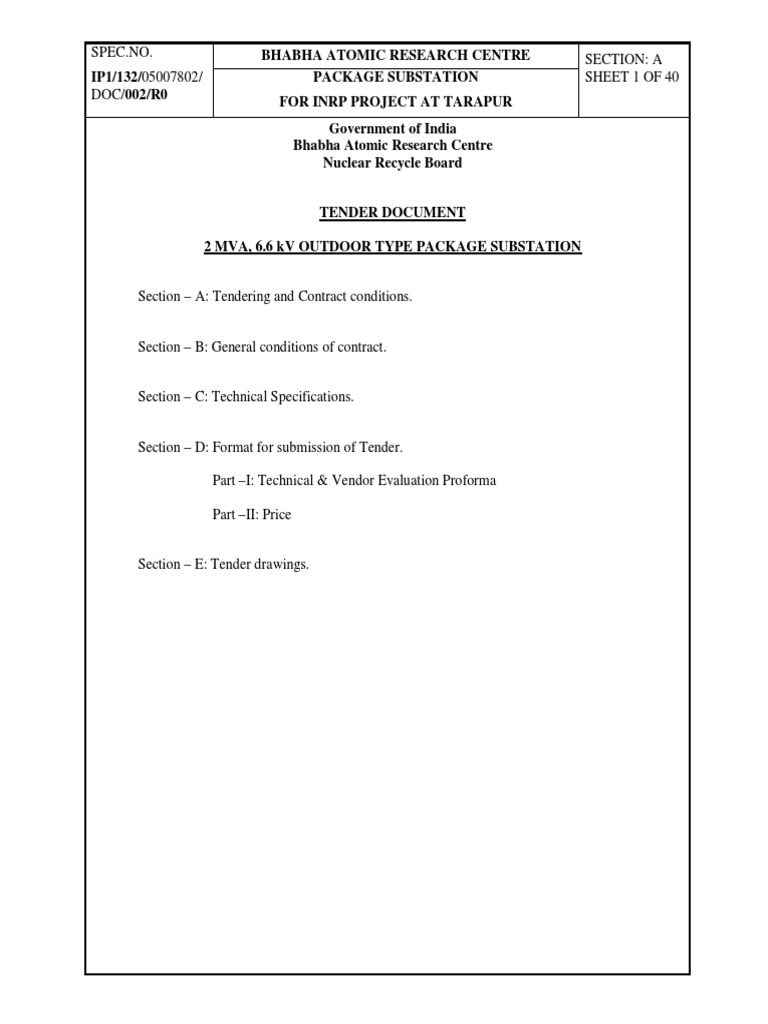 Outdoor Type Package Substation | PDF | Transformer | Electrical Substation