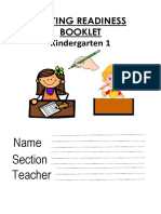 Writing Readiness Booklet Kindergarten 1: Name Section Teacher