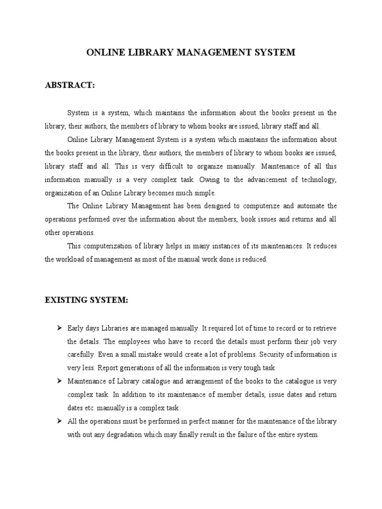Online Library Management System Abstract PDF World Wide 