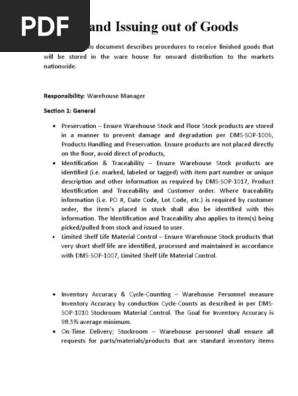 SOP of Receiving and Issuing out of Goods.docx