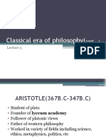 Classical Era of Philosophy (: Cont .)