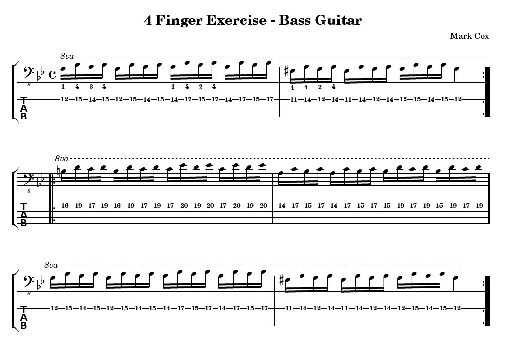 4 Finger Exercise for Bass Guitar | PDF