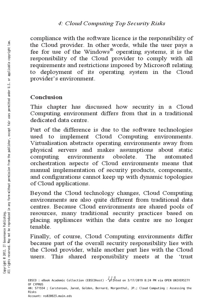 Cloud Computing - Assessing The Risks | PDF | Cloud Computing ...