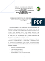 Informe Memorias Administrativas Del Docente de Aula de La Unidad Educativa Dr. Raul Leoni