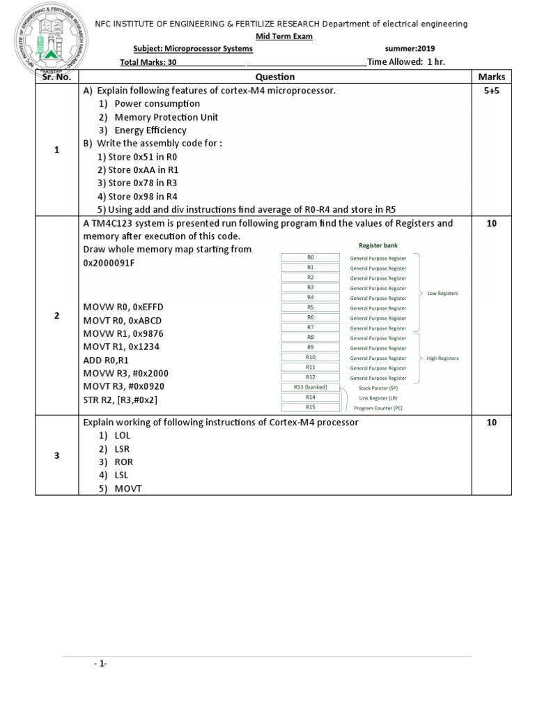Microprocessor Systems Midterm Exam 2019 | PDF