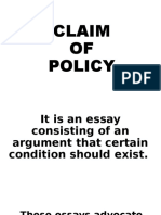Group 8 Claim of Policy