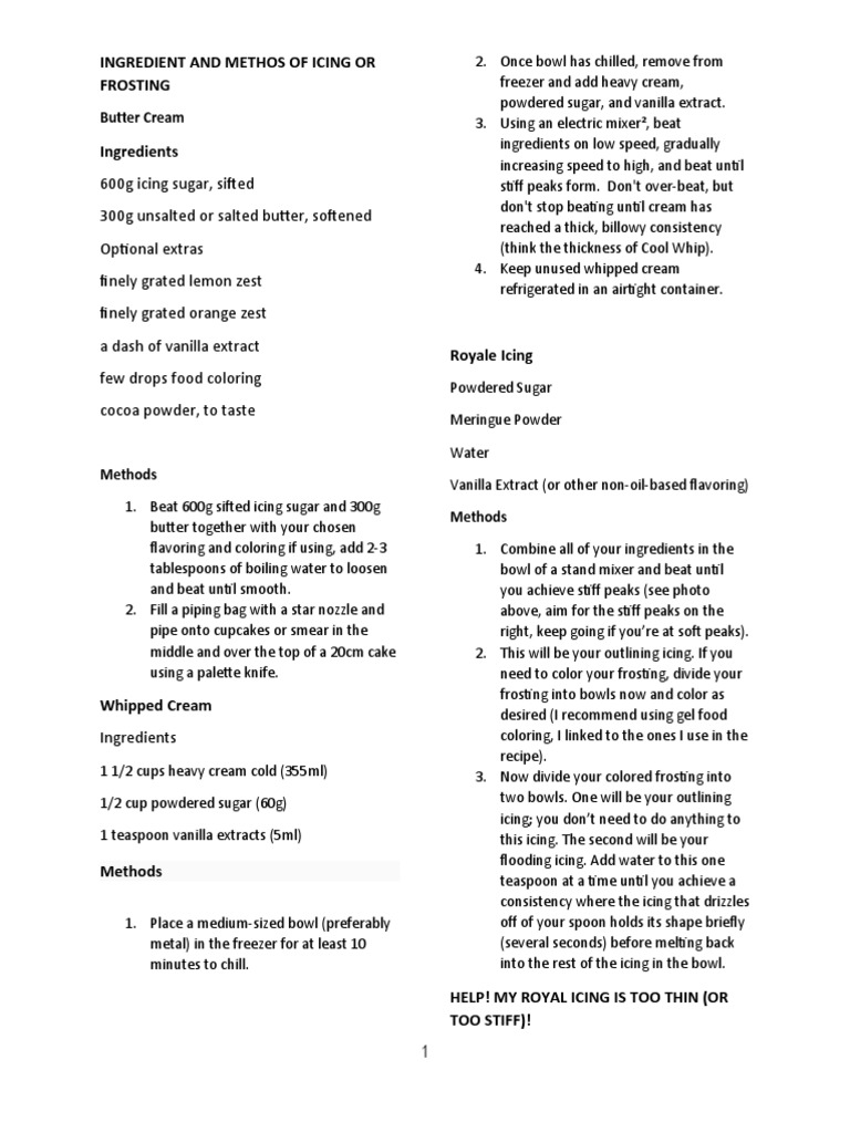 Types of Cake Icing and Frosting | PDF | Icing (Food) | Meringue