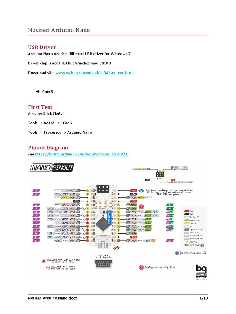 Notes Arduino Nano | PDF | Arduino | Electronics
