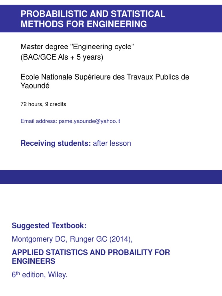 Engineering Statistics Course Overview | PDF