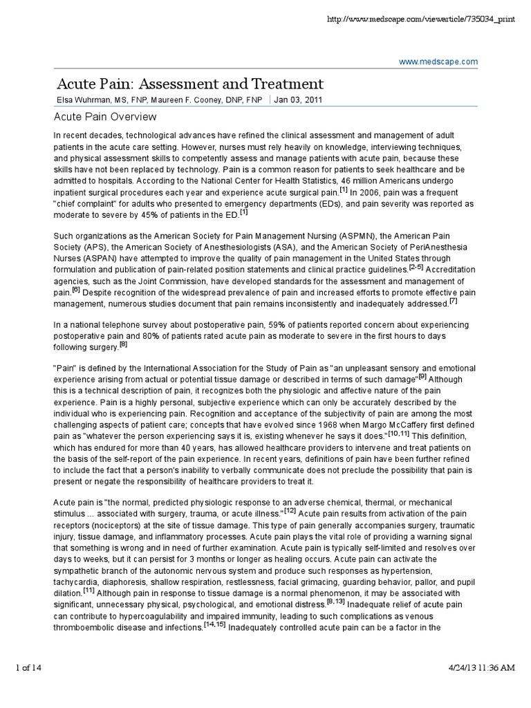 Acute Pain Assessment and Treatment | PDF | Analgesic | Opioid