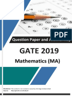 Question Paper and Answer Key: Mathematics (MA)