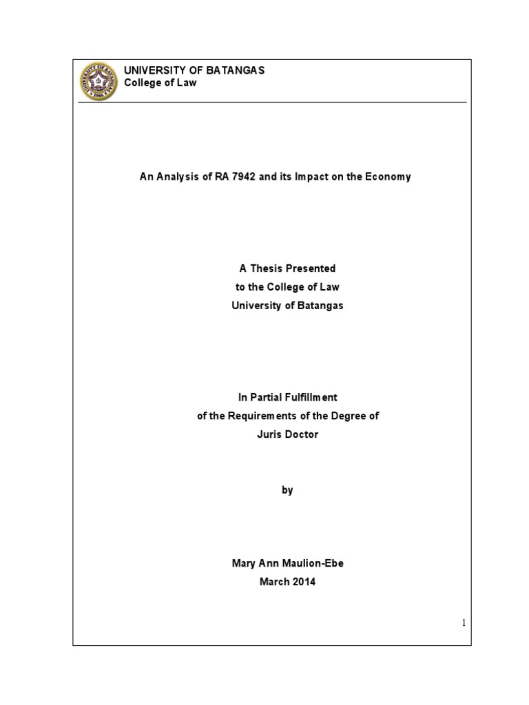An Analysis Of Republic Act 7942 And Its Doc Thesis Mining