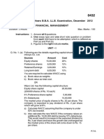 0432 Fourth Semester 5 Years B.B.A. LL.B. Examination, December 2012 Financial Management