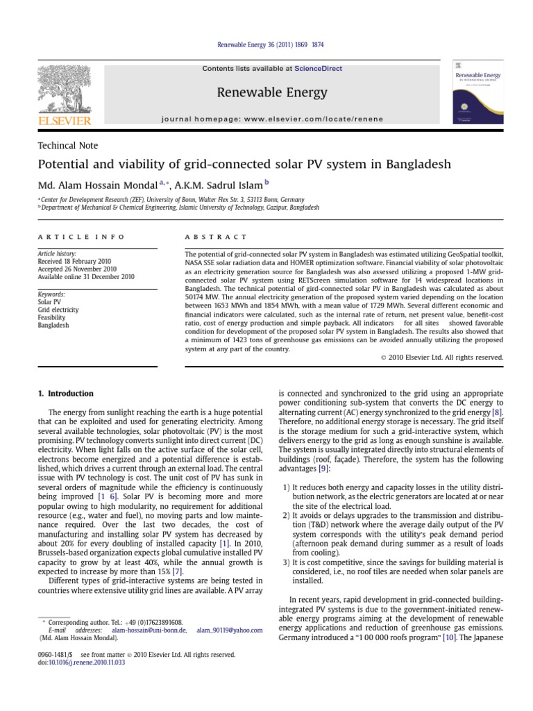 Solar PV System Viability in Bangladesh | PDF | Photovoltaics | Solar Power